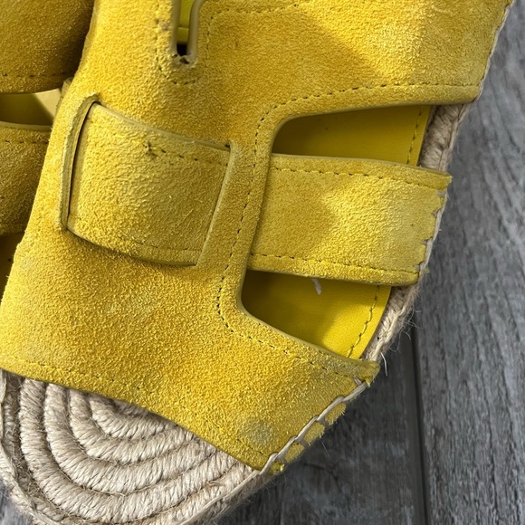 NEW! Marc Fisher Yellow Suede Slip On Wedged Espadrille Sandals - 6.5M - Picture 5 of 7